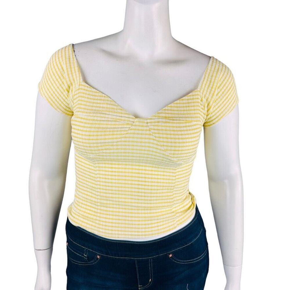BB‎ Dakota by Steve Madden Womans Sz Large Shirt Gingham to Me Top Yellow NWT